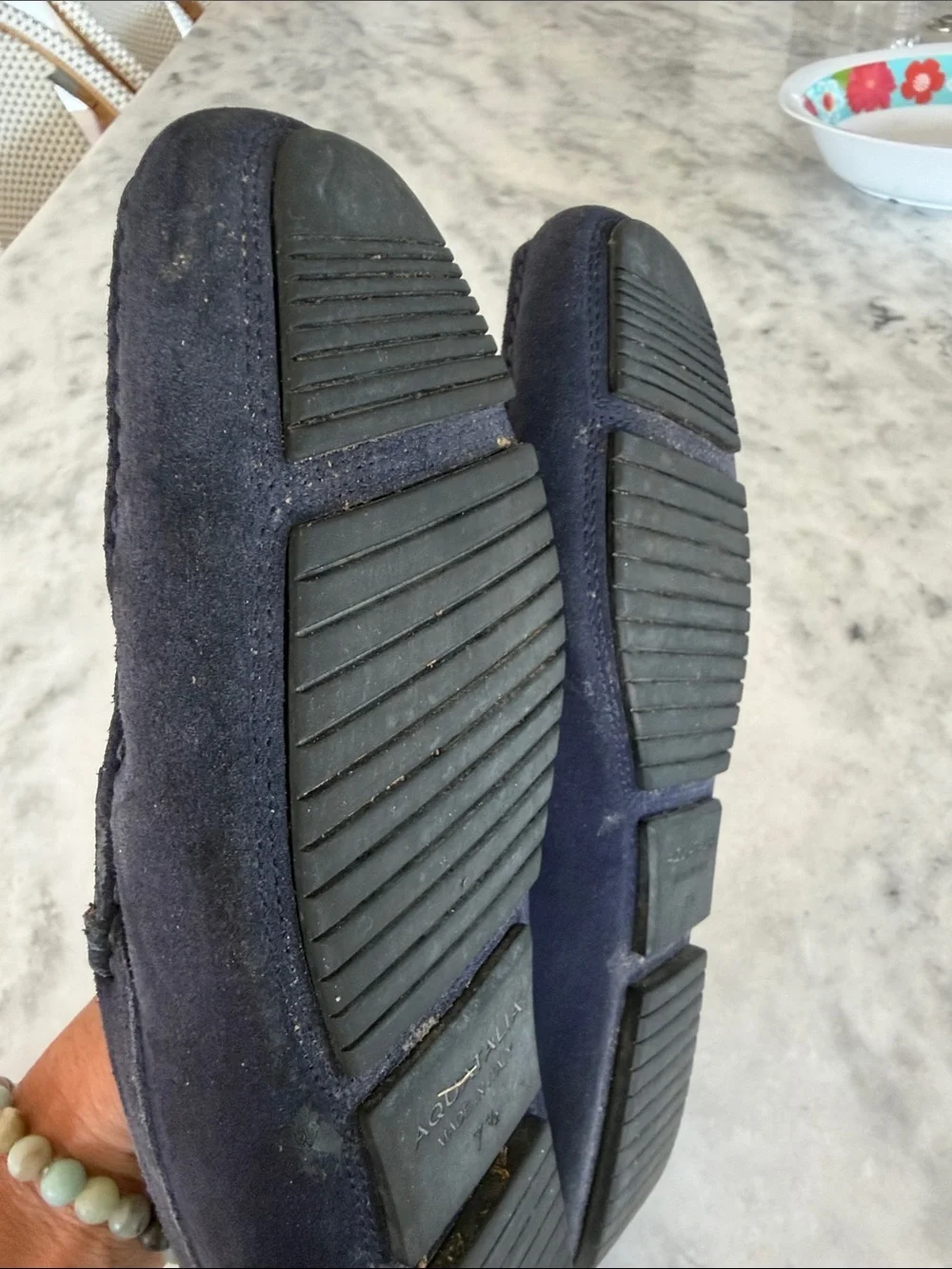 Aquatalia Men's Blue Suede Penny Loafers